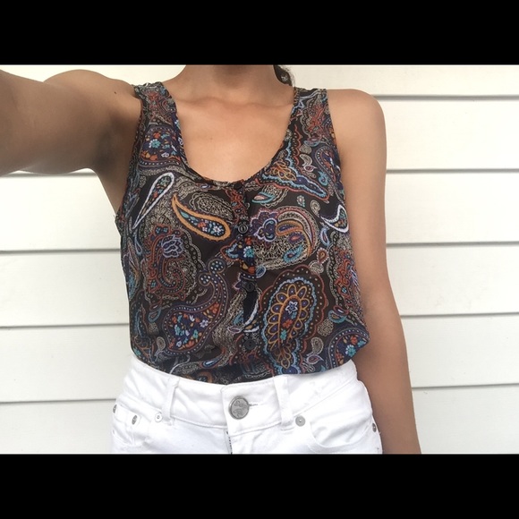 Paisley Button Down Sheer Blouse - Picture 2 of 6